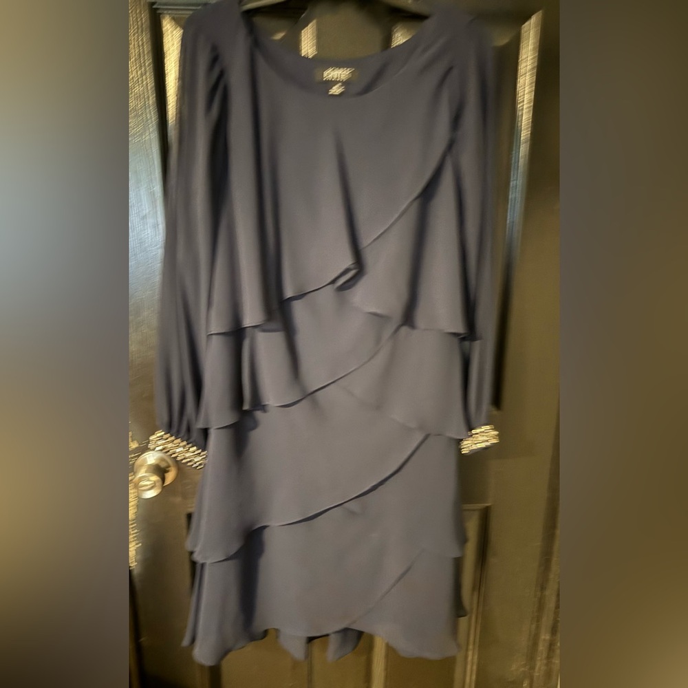 Chic Long Sleeve Layered Dress in Navy